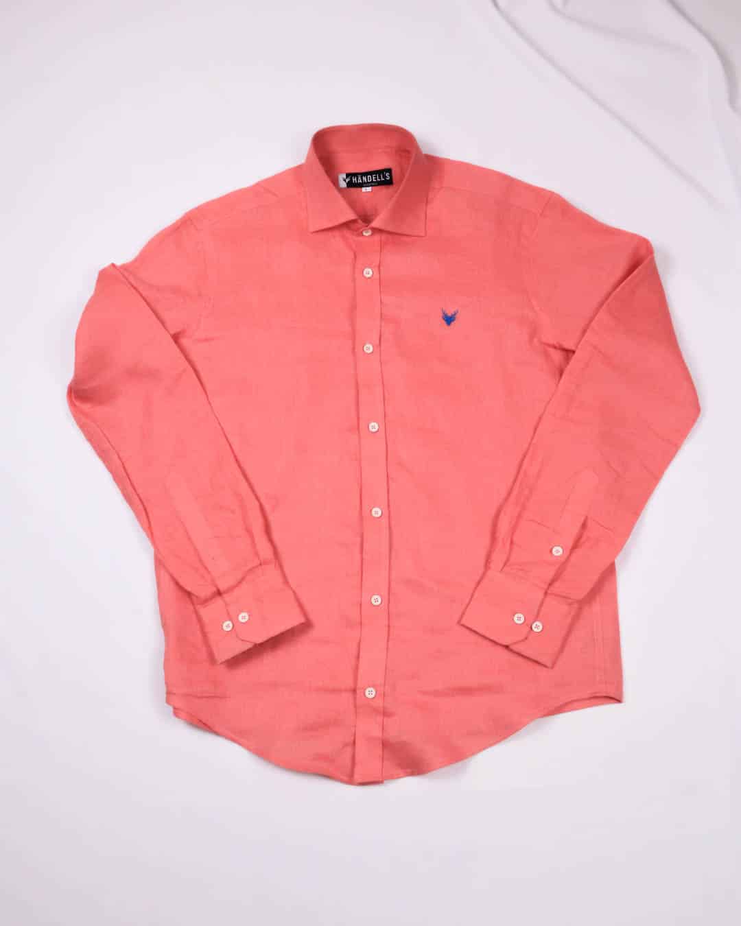 Camisa Lino Salmon Cuello Frances