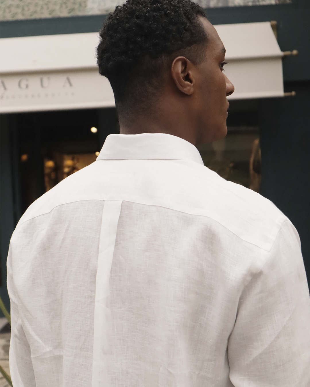 Camisa Lino Cuello Frances Blanca