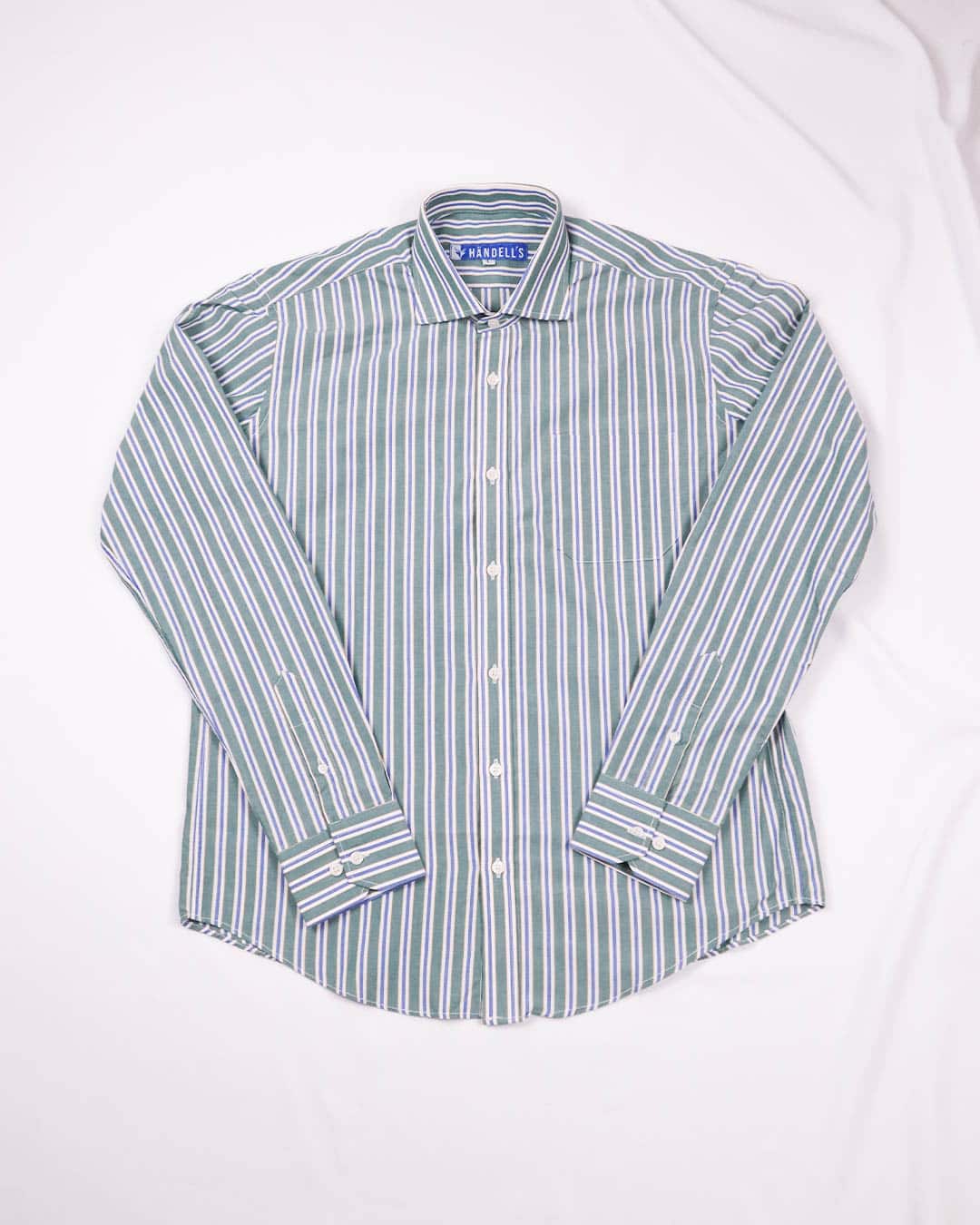 Camisa Lineas Verde, Azul Algodón