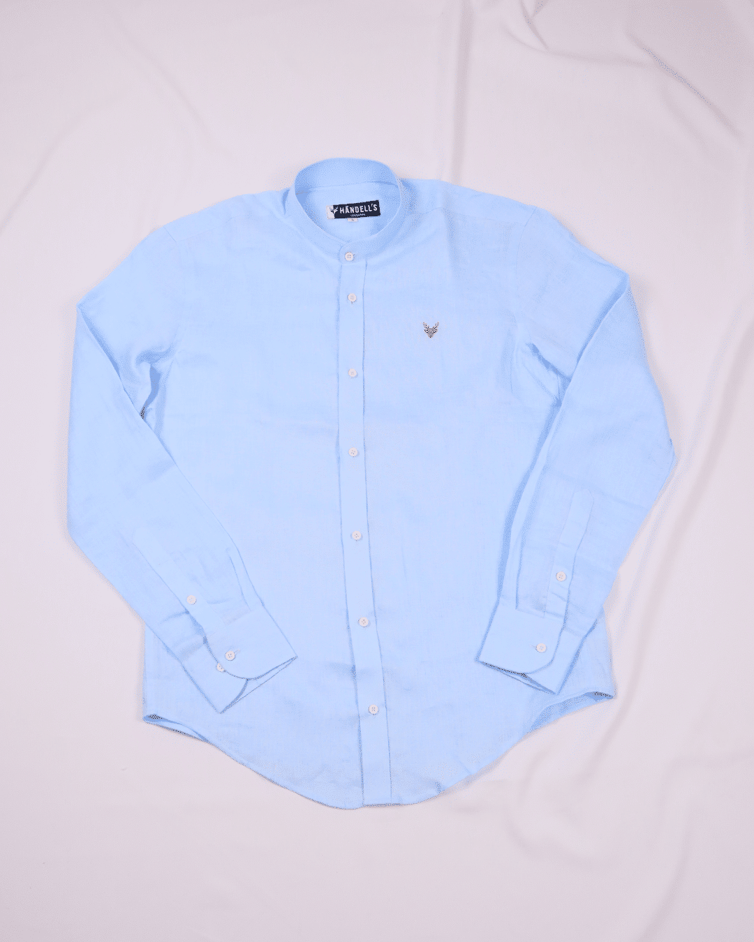 Camisa Lino Azul Clara Cuello Neru