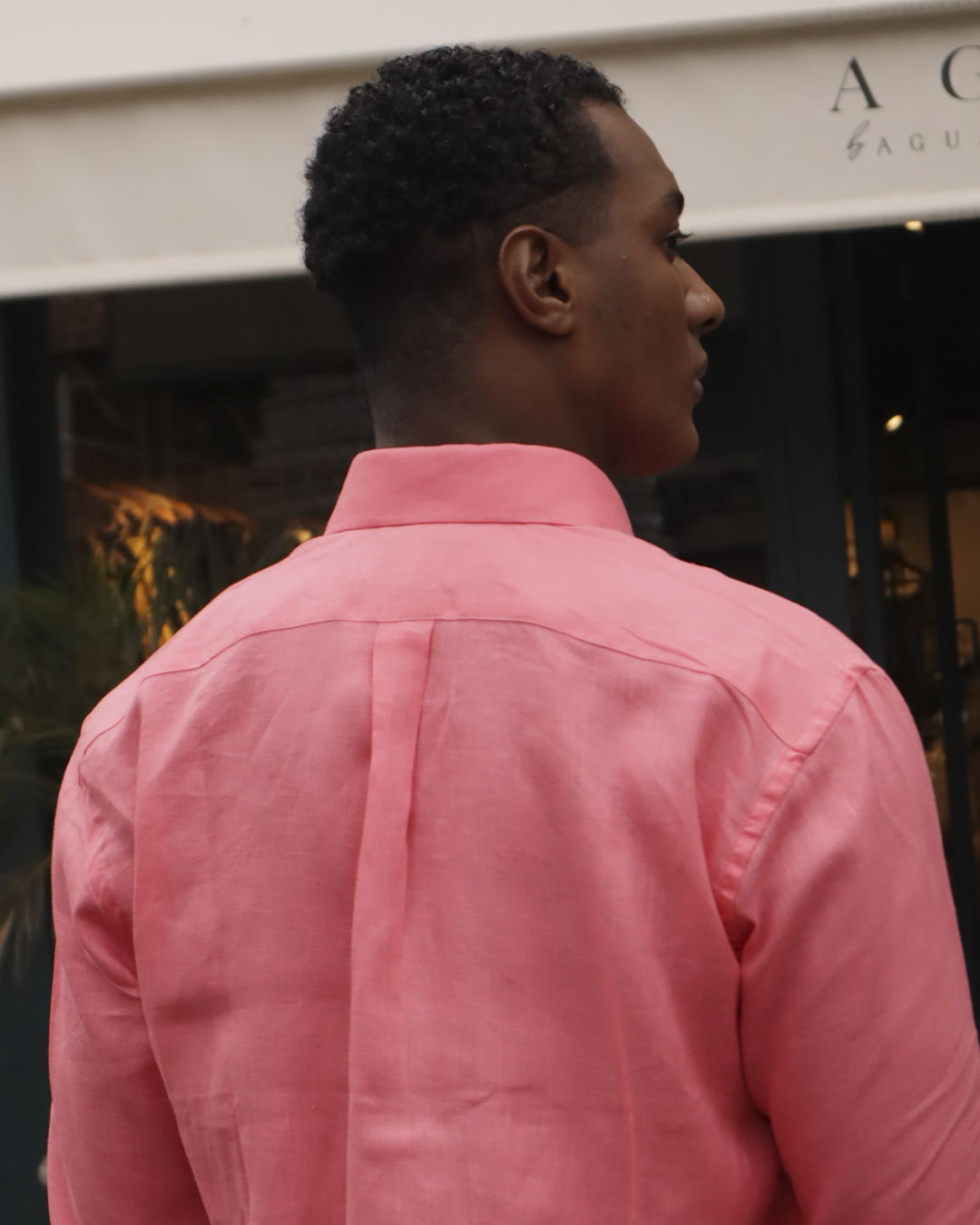 Camisa Lino Salmon Cuello Frances