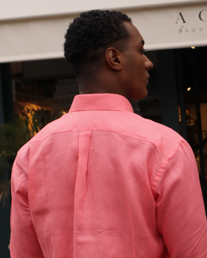 Camisa Lino Salmon Cuello Frances