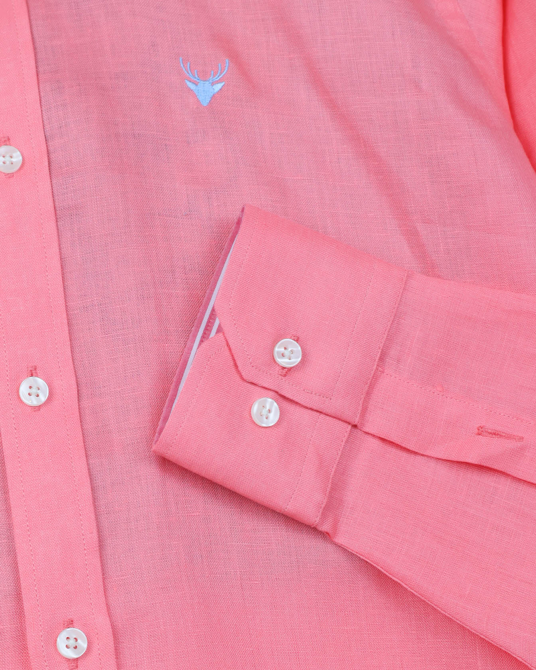 Camisa Lino Salmon Cuello Frances