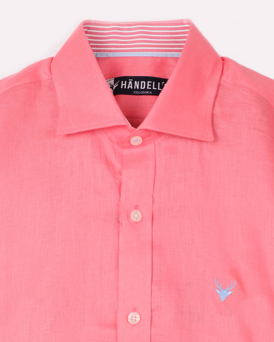 Camisa Lino Salmon Cuello Frances