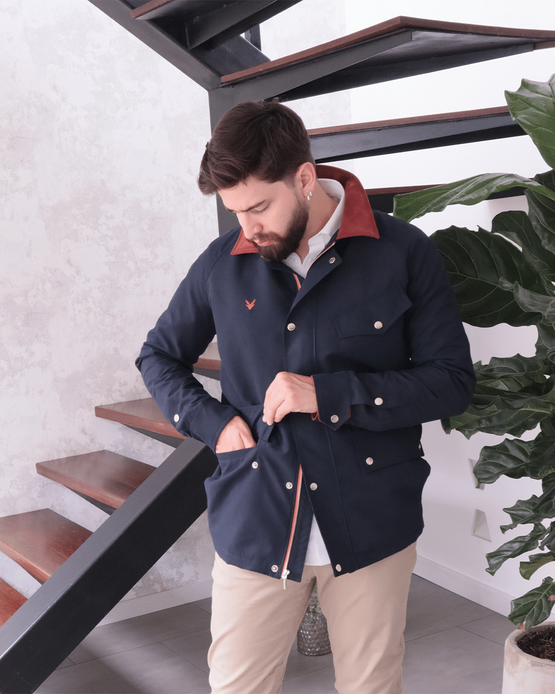 Chaqueta Gales Azul Oscuro Con Pana