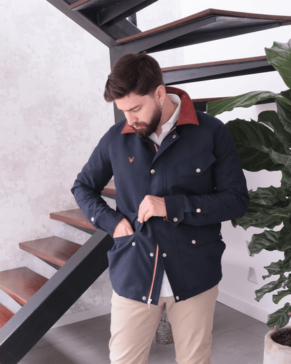 Chaqueta Gales Azul Oscuro Con Pana