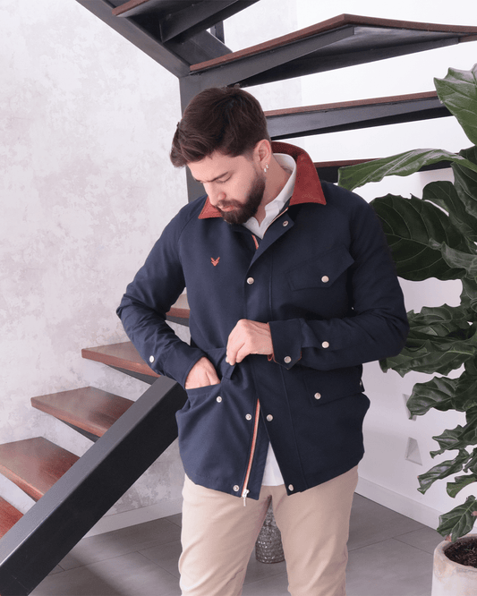 Chaqueta Gales Azul Oscuro Con Pana