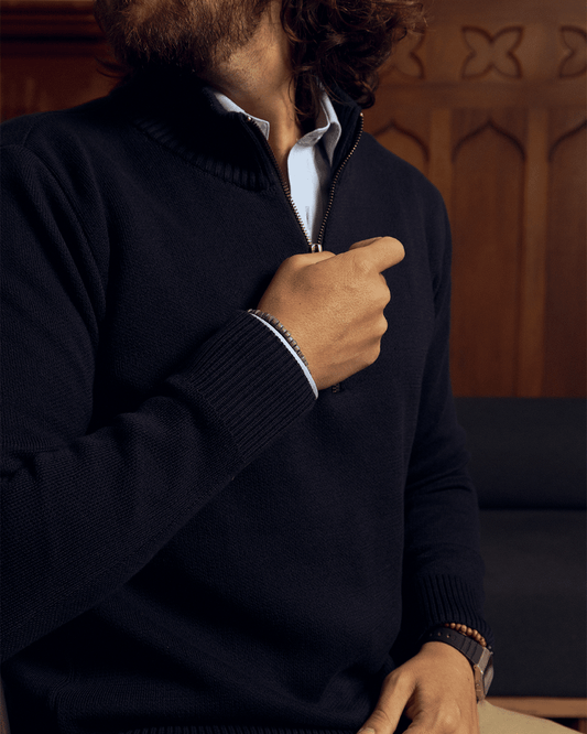 Saco Half Zip Azul Osc