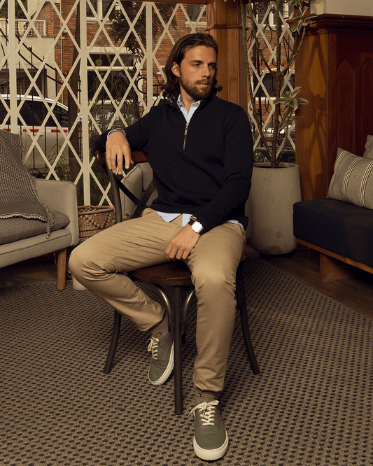 Saco Half Zip Azul Osc