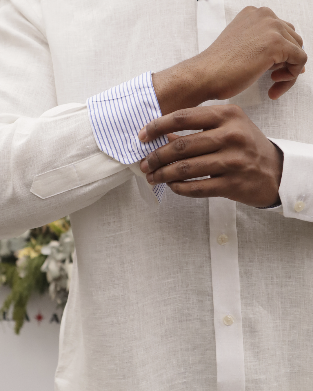 Camisa Lino Cuello Frances Blanca