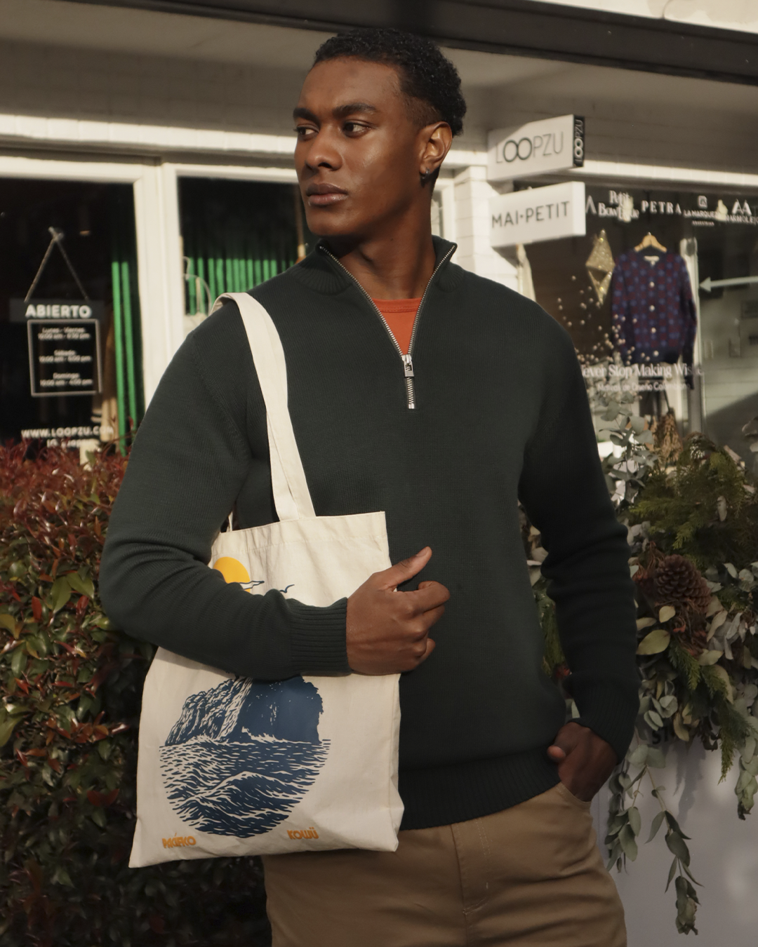 Saco Half Zip Verde Oscuro