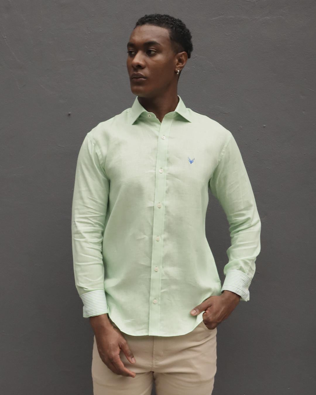 Camisa Lino Verde Menta