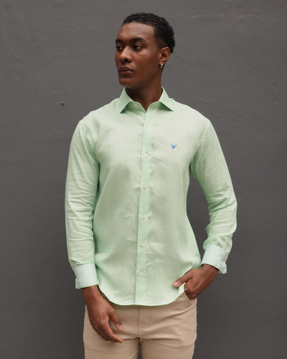 Camisa Lino Verde Menta
