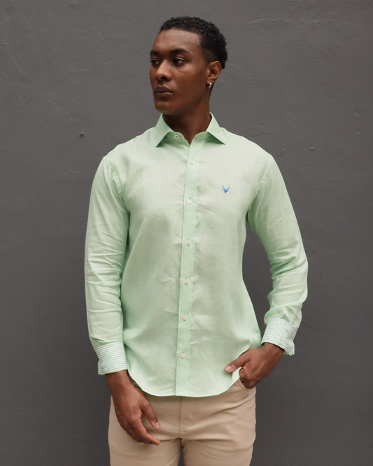 Camisa Lino Verde Menta