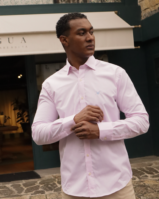 Camisa Rosada Cuello Francés