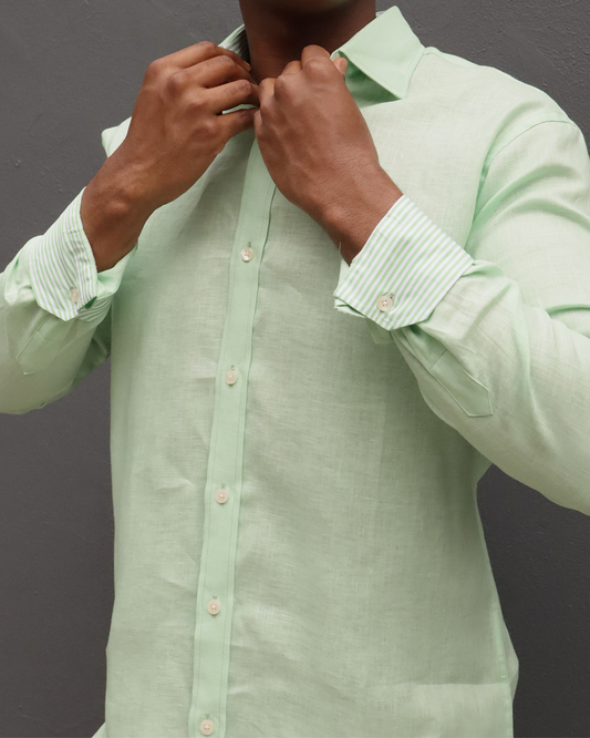 Camisa Lino Verde Menta