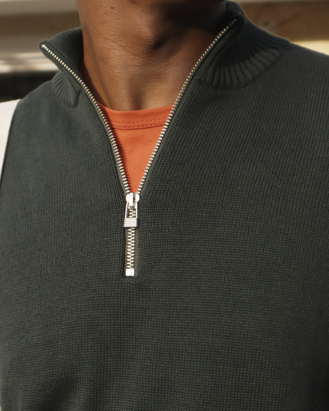 Saco Half Zip Verde Oscuro