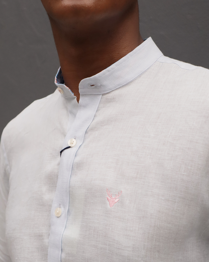 Camisa Lino Azul Clara Cuello Neru
