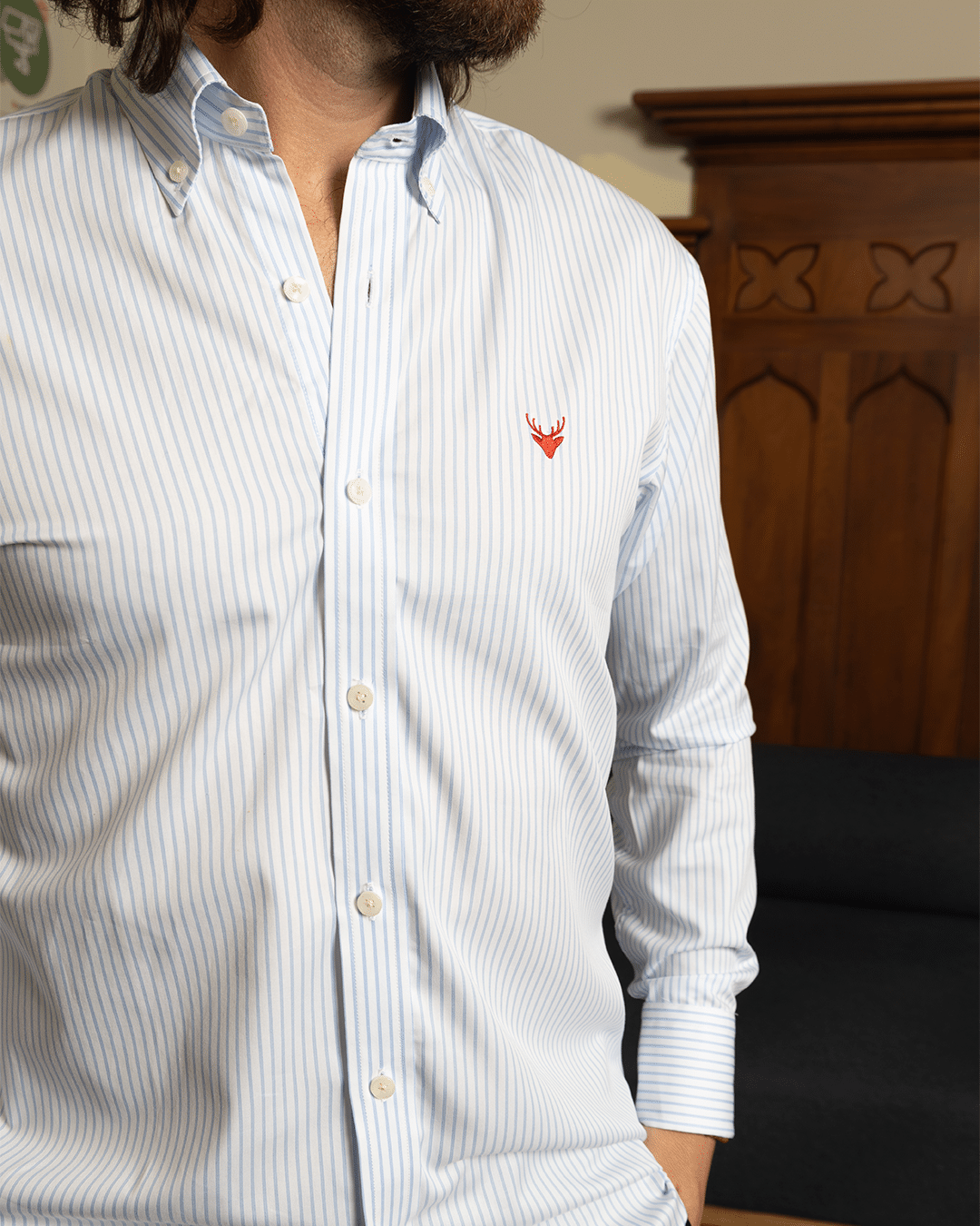 Camisa Líneas Delgada Azul