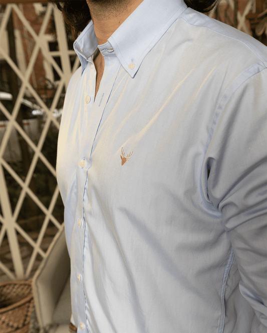 Camisa  Azul Clara Cuello Down