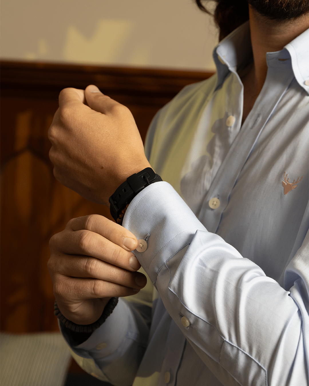 Camisa  Azul Clara Cuello Down