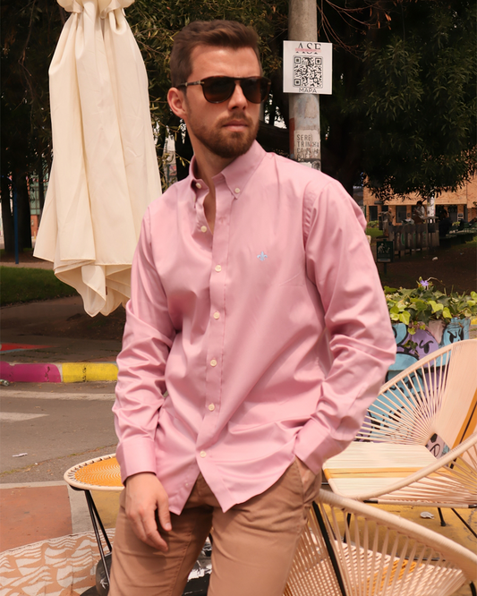 Camisa Palo De Rosa Cuello Down