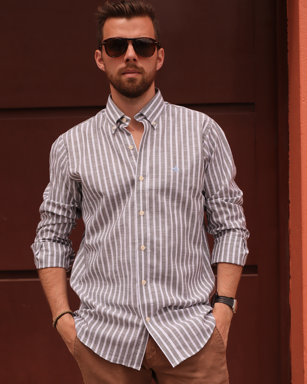 Camisa  De Líneas Verde Militar